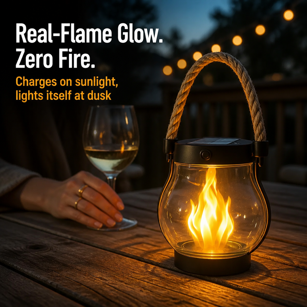 SolarisAura™ — Light Your Patio With Real-Flame Glow That Charges Itself