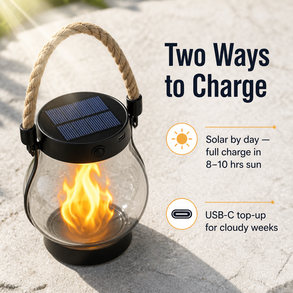 SolarisAura™ — Light Your Patio With Real-Flame Glow That Charges Itself