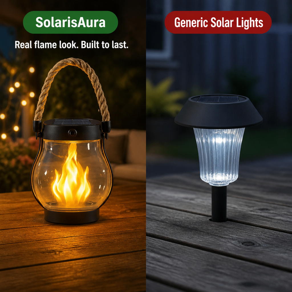 SolarisAura™ — Light Your Patio With Real-Flame Glow That Charges Itself