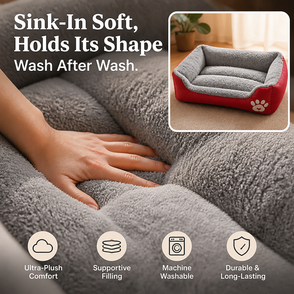 Cute Paw-Print Dog Bed, Warm Sleeping Bag for Large, Medium, and Small Cats and Dogs, Pet Mattress
