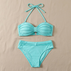 AuraTide™ – Rope-Textured Halter Bikini Set with Adjustable Tie-Back