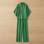 VeraLuxe™ – Relaxed Linen Two-Piece Set with Wide-Leg Pants