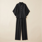 VeraLuxe™ – Relaxed Linen Two-Piece Set with Wide-Leg Pants