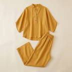 VeraLuxe™ – Relaxed Linen Two-Piece Set with Wide-Leg Pants