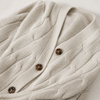 BorellaKnit™ – Chunky Cable Knit Button-Front Cardigan with Front Pockets