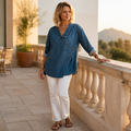 SerenaSway™ – Relaxed Asymmetric Button Denim Blouse with Lapel Collar