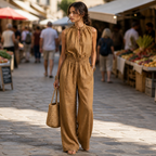 SerenAir™ – Relaxed Wide-Leg Jumpsuit with Smocked Drawstring Waist