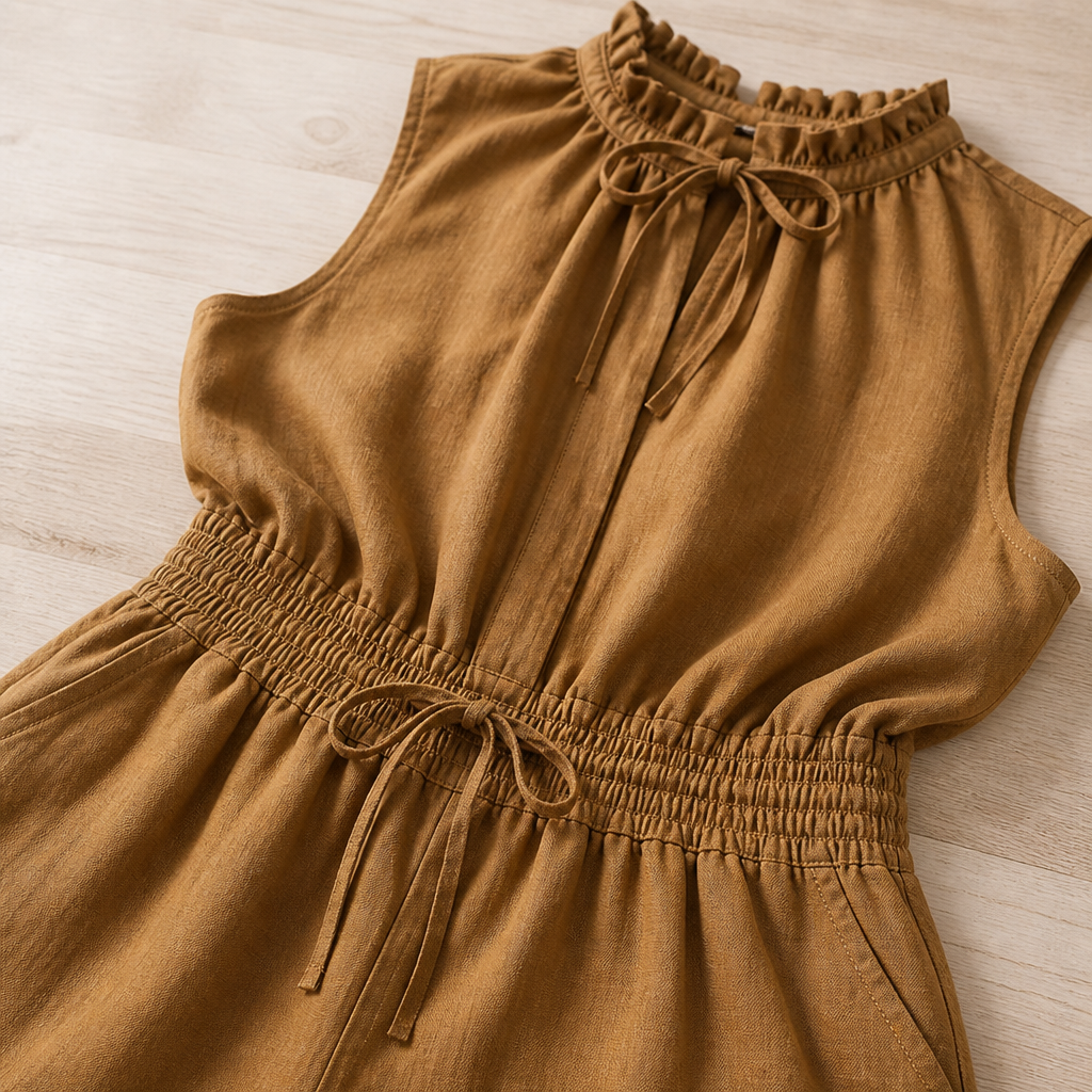SerenAir™ – Relaxed Wide-Leg Jumpsuit with Smocked Drawstring Waist