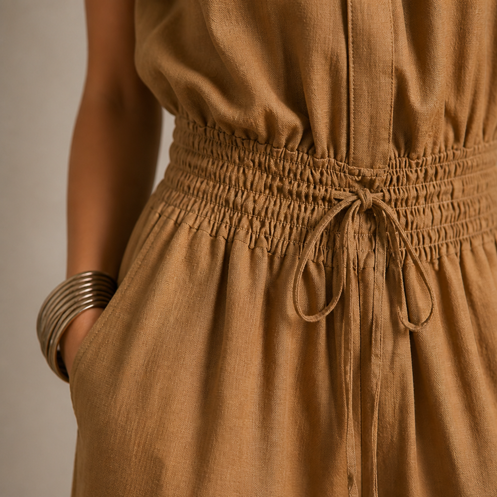 SerenAir™ – Relaxed Wide-Leg Jumpsuit with Smocked Drawstring Waist